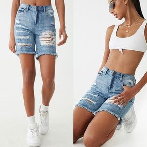 Distressed High-Rise Denim Shorts Size 27